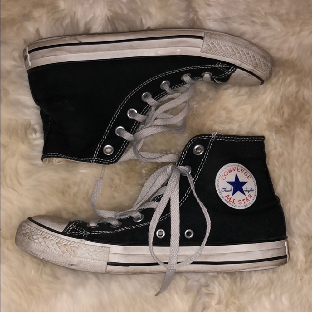 (8) Black High Top Converse